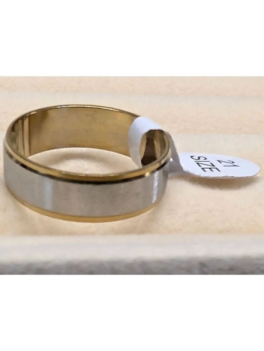 New Mens Size 11.5 Two Gold Silver Tone Stainless Steel Band Ring Wedding Thumb